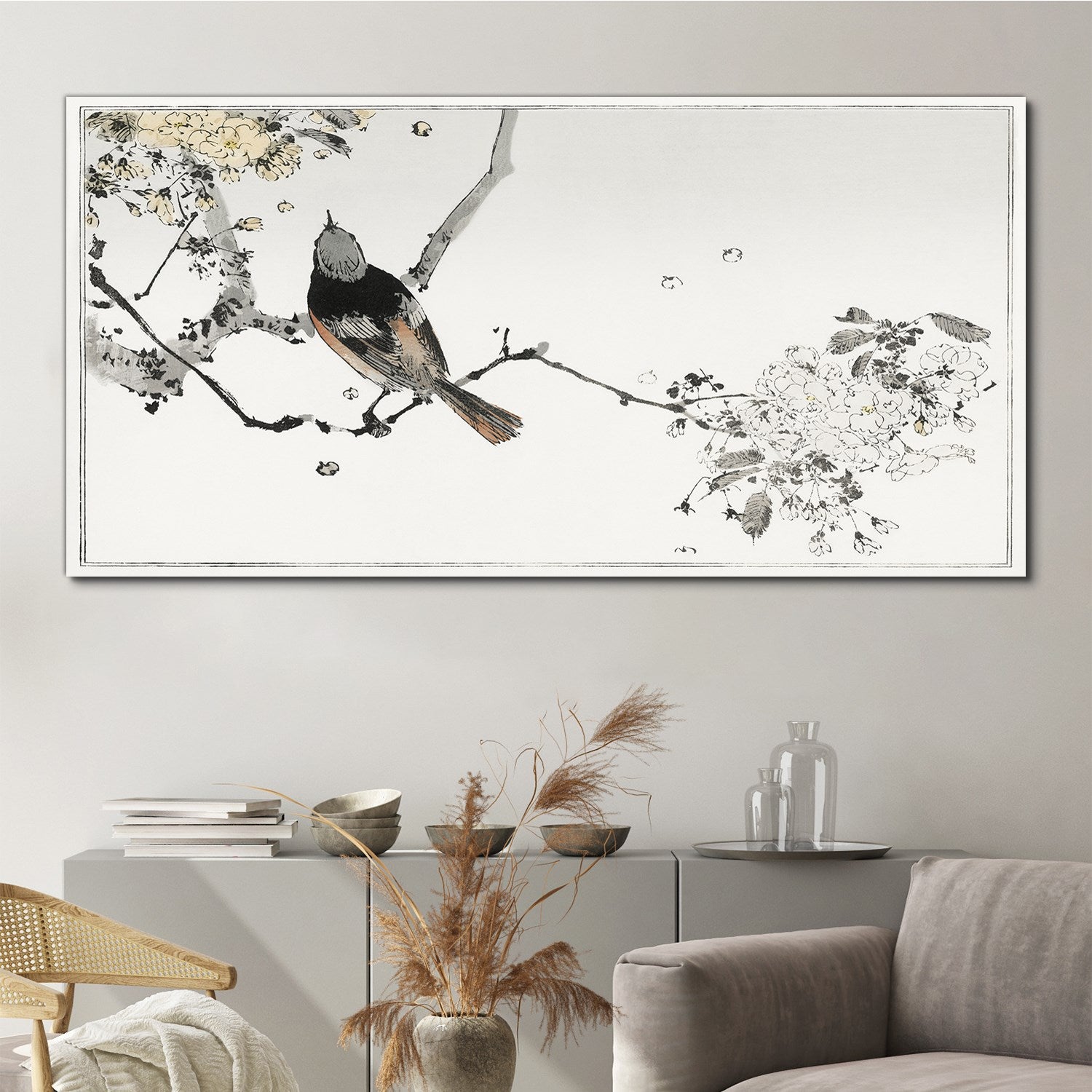 Impression sur Toile 140x70 cm Tulup – Tableau Murale Élégant et Contemporain – Oiseau dans l'arbre - 3