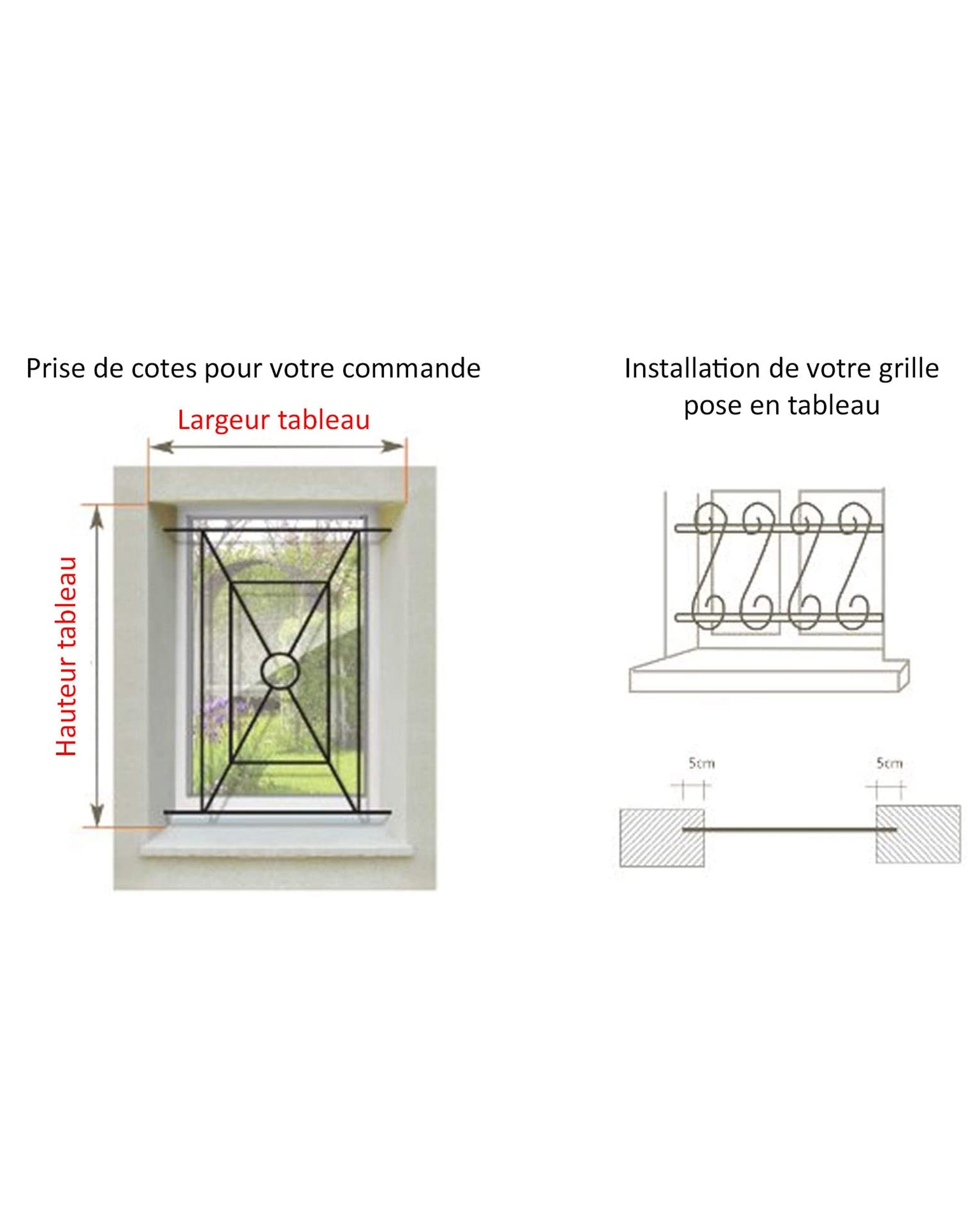 Grille de Defense Arcade pour Fenetre H= 75 cm x L= 60 cm (côte tableau) - 4