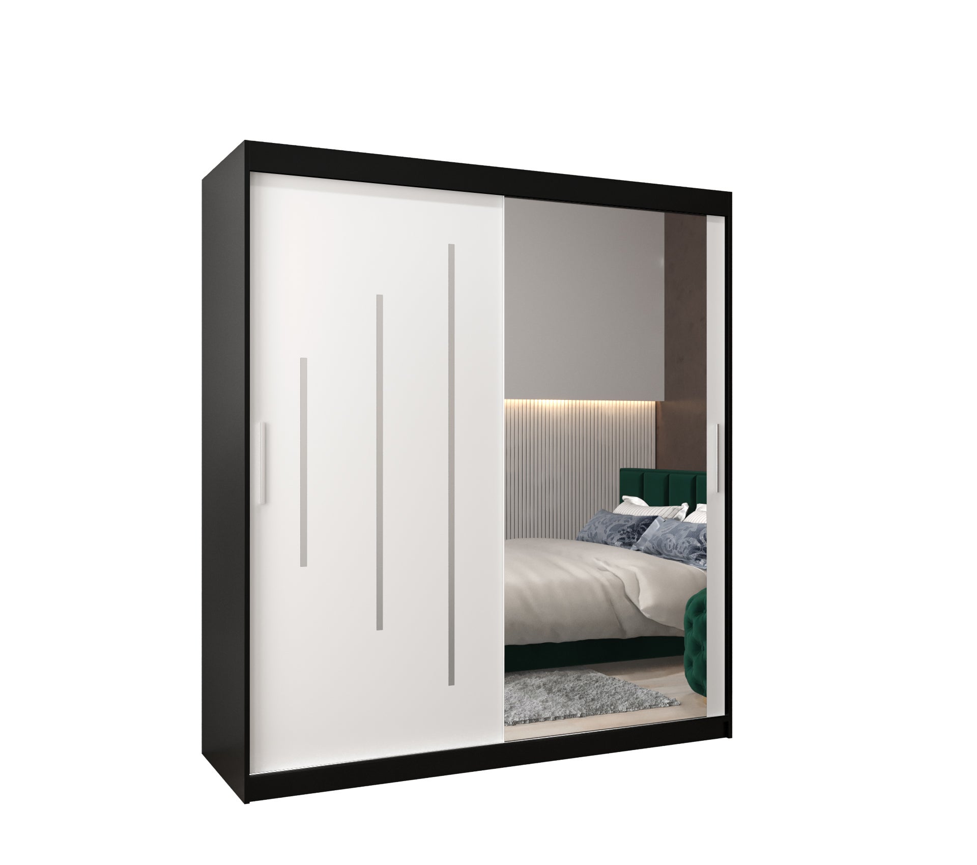Szafa przesuwna garderoba York 2 180 x 62 x 200 cm Czarny + Biały - Abiks Meble