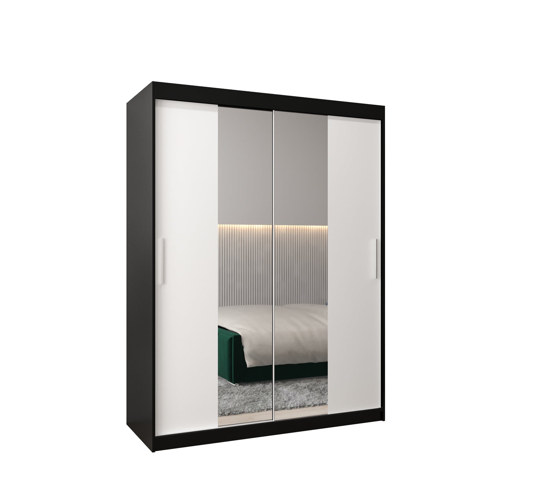 Szafa przesuwna garderoba TOKYO 1 150 x 62 x 200 cm Czarny + Biały - Abiks Meble