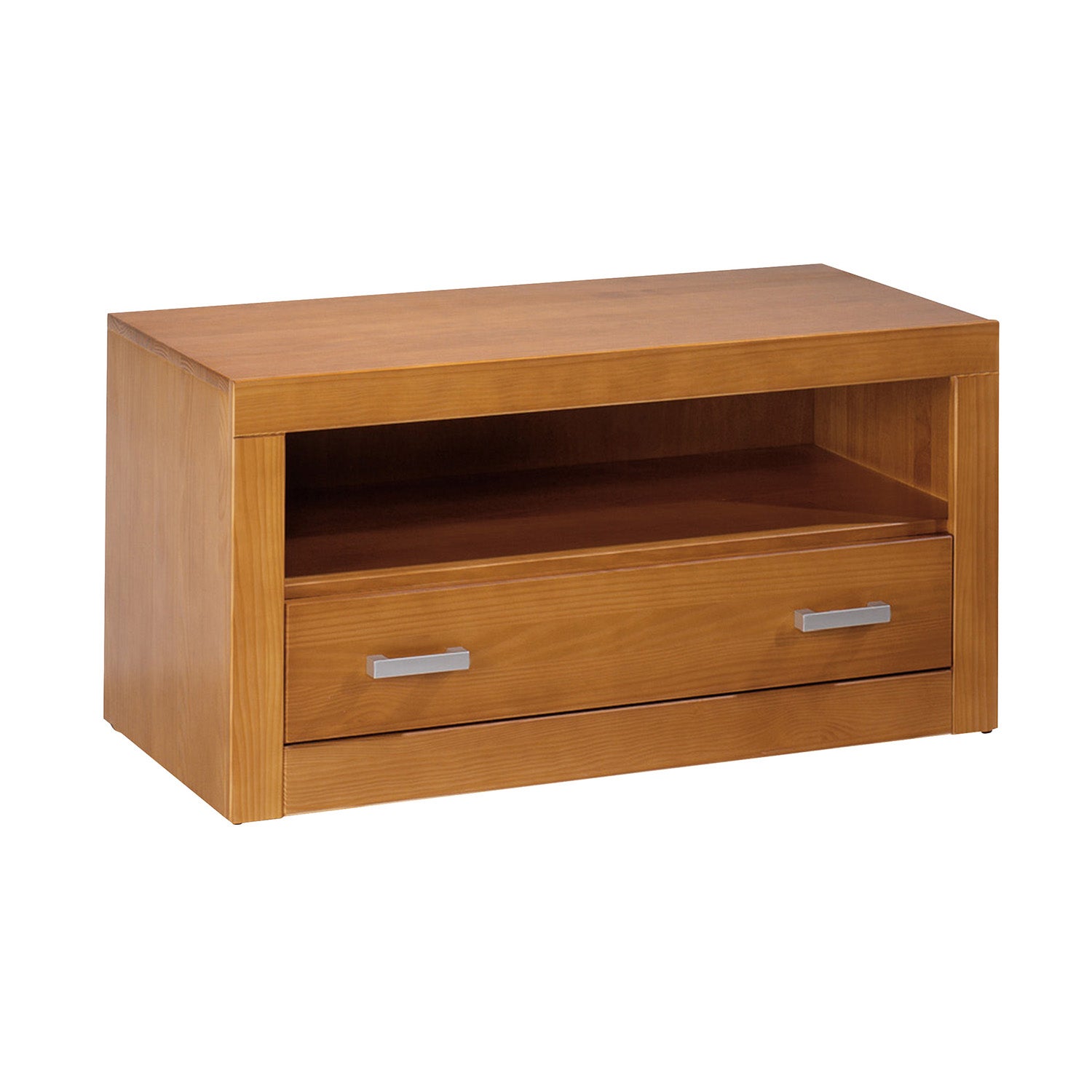 Kynus - Table TV Nova en pin massif couleur cerise, mesure 50x100x50 cm (Hauteur/Largeur/Profondeur). Cadre droit. - 3