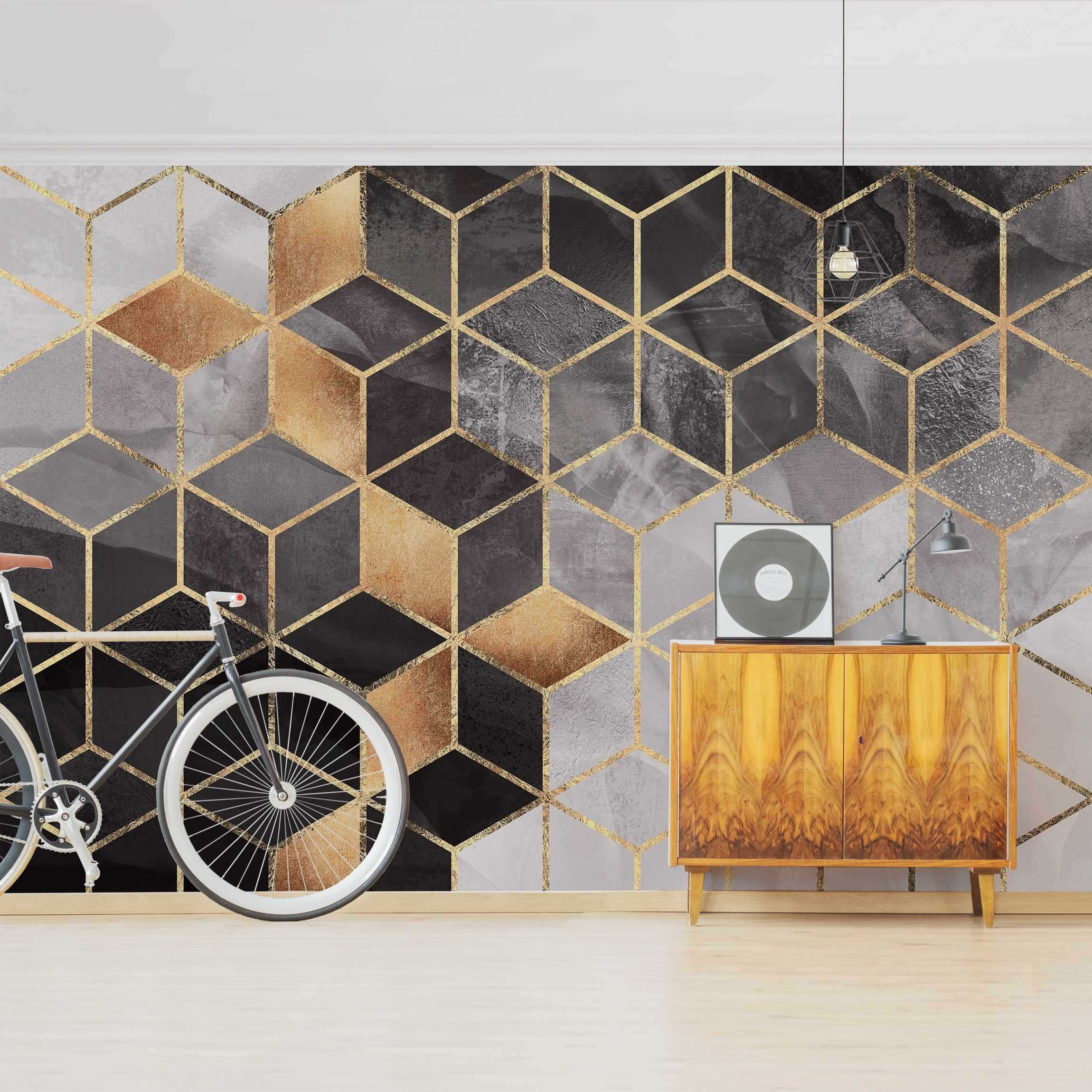 Papel pintado estampado abstracto acuarela arte motivos geométricos 208 - salón dormitorio cocina pasillo - tnt 336 x 225 cm adhesivo
