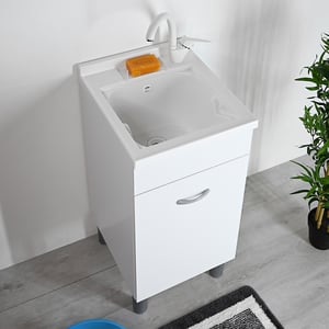 Mobile Lavatoio Athena 50x50cm Con Vasca In Resina - Per Lavanderia O Balcone, Include Sifone E Piletta - Foto 11