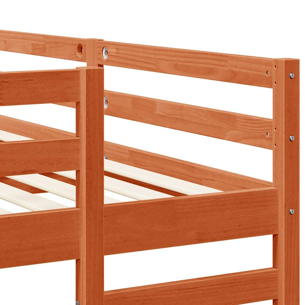 Cadre de lit superposé triple, marron ciré, 160 × 200 cm - 7