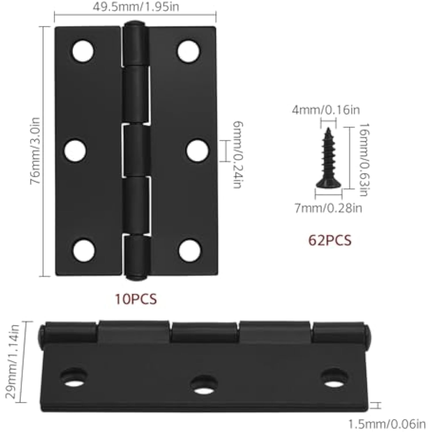 Lot De 3 Charnières De Porte En Acier Inoxydable Argenté