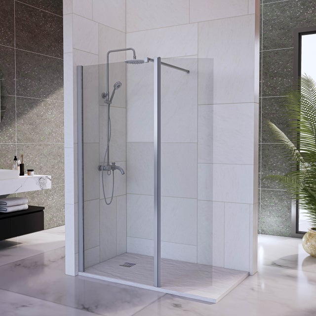 Mampara Ducha Fija + Abatible 40 cm + Cromo 60 cm Cristal templado Antical de 8mm Perfilería 200cm