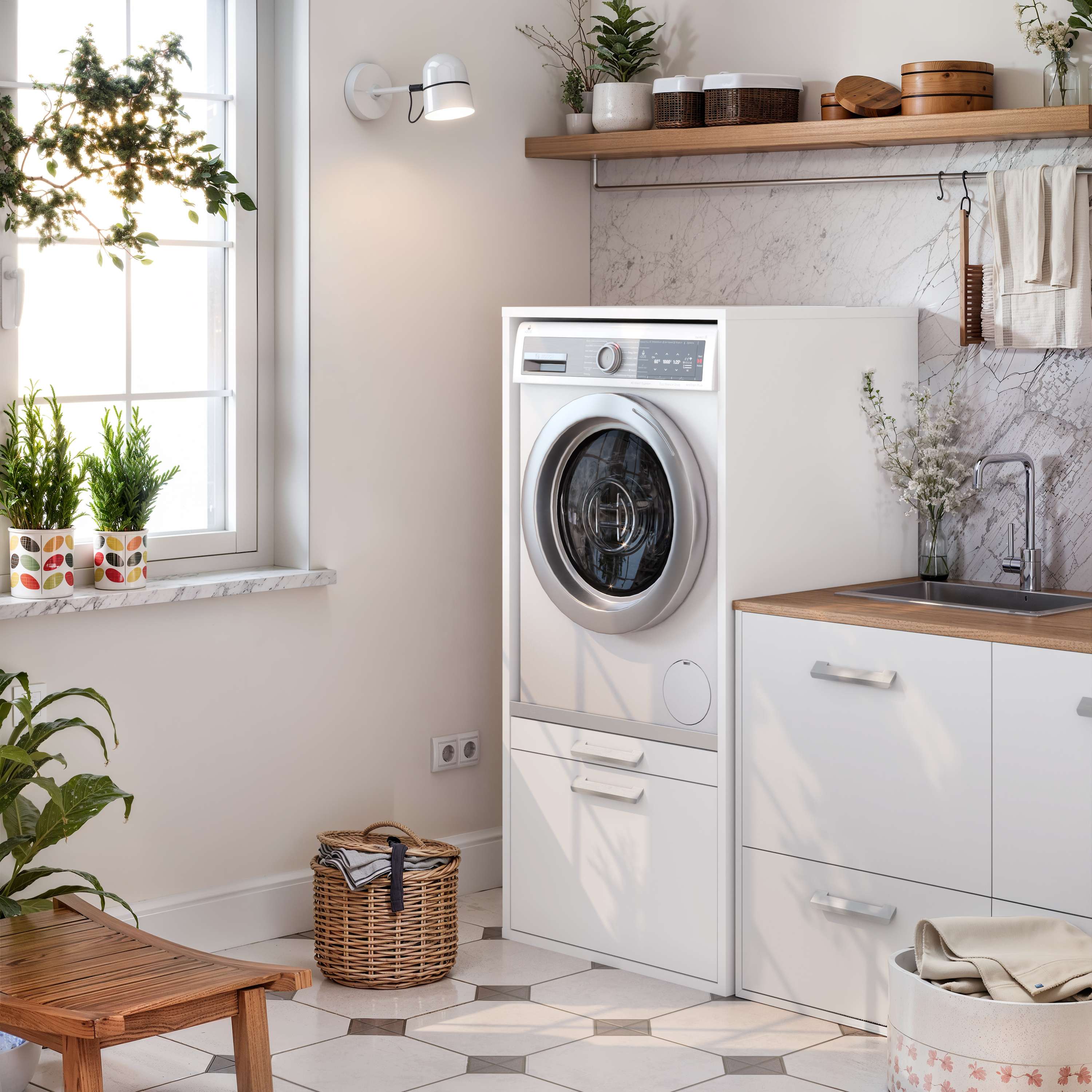 Mueble armario para lavadora T-BATH 67,2x144cm blanco - 2