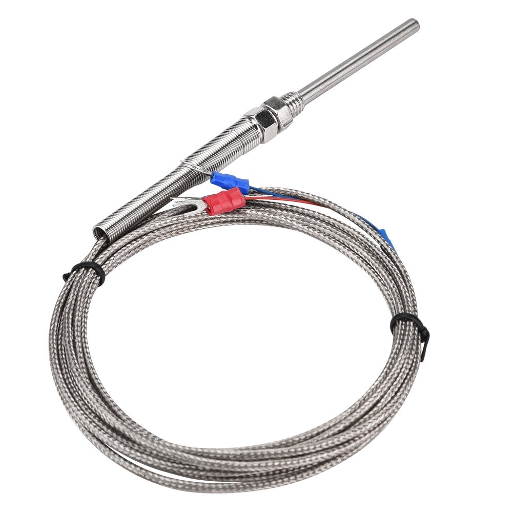 Sonda termoparowa PT100, termopara trójprzewodowa z gwintem M8, przewód pomiarowy temperatury, długość sondy 50 mm, zakres 0–400°C (3 m)