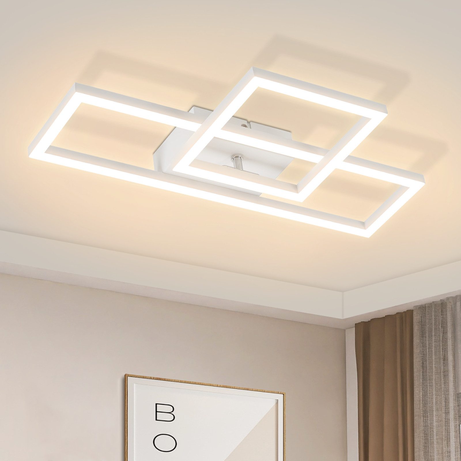ZMH Biała lampa sufitowa LED 3000K do salonu, przedpokoju, kuchni, 2 oprawy