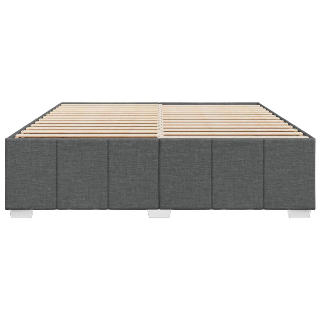 Cadre de lit sans matelas gris foncé 200 x 200 cm tissu - 4