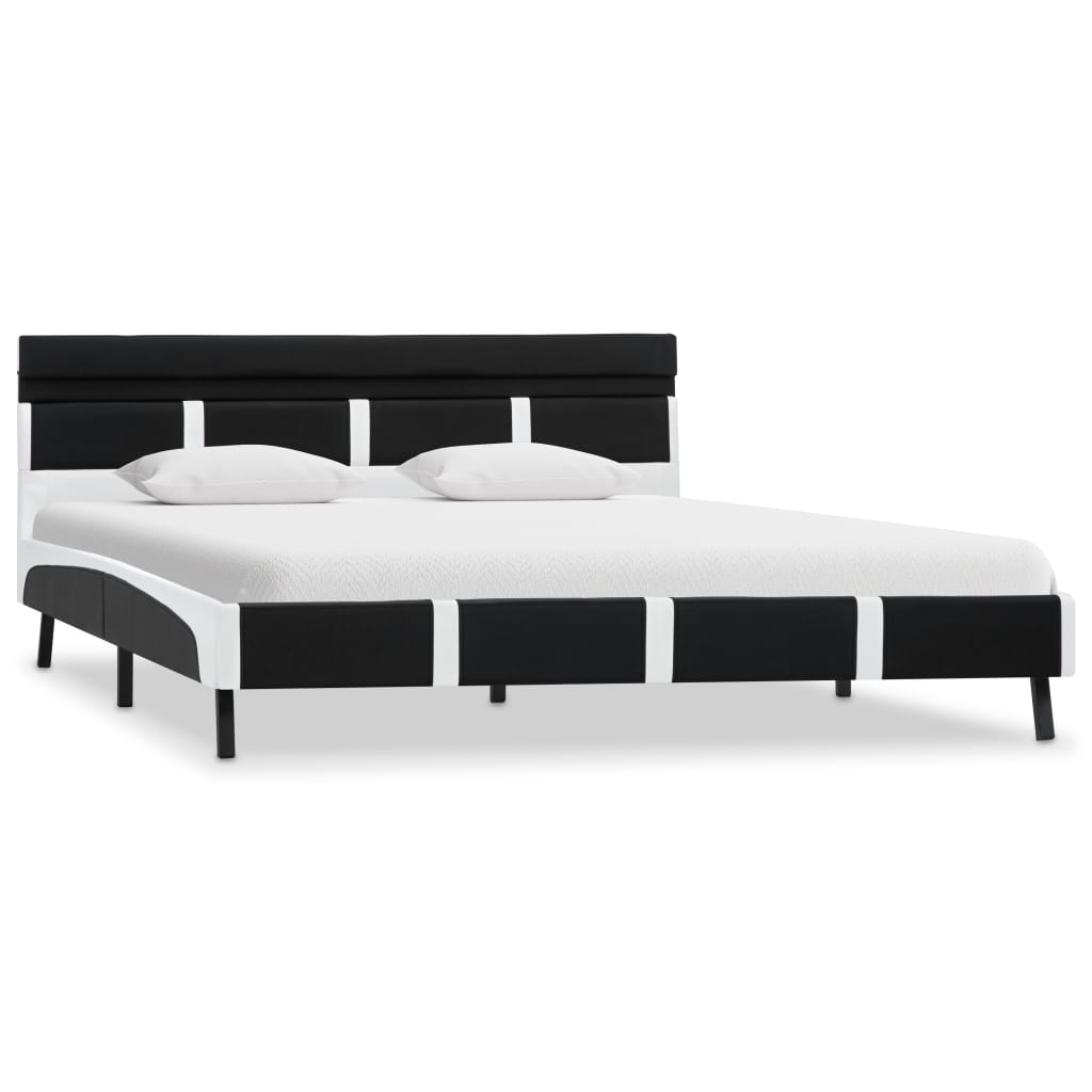 Maison Exclusive - Estrutura de cama com LED 160x200 cm couro artificial preto - 2