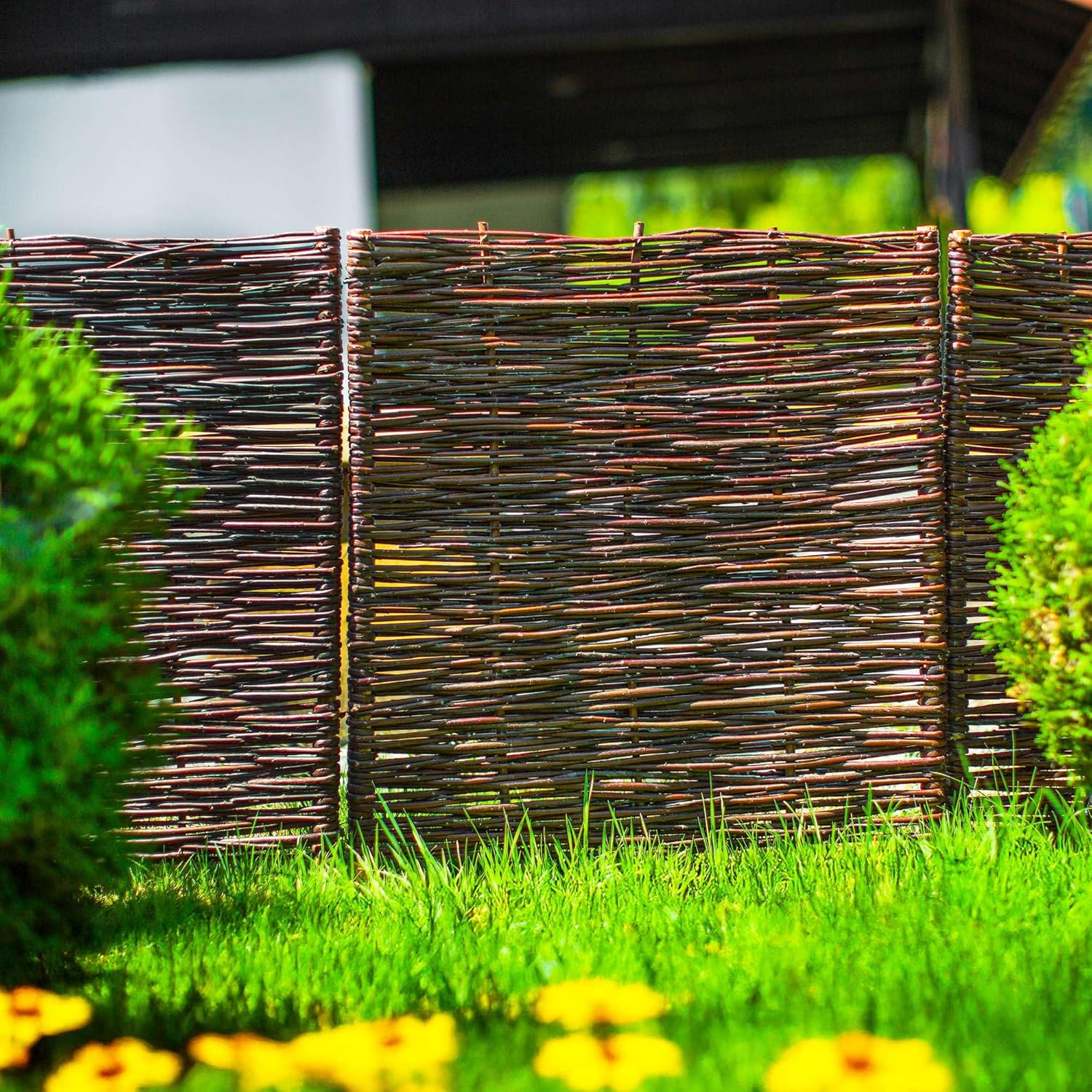 10 x Bordure clôture en osier BOGATECO en saule | 60 cm de longueur et 60 cm de hauteur | Bordure de pelouse de clôture en bois - 9