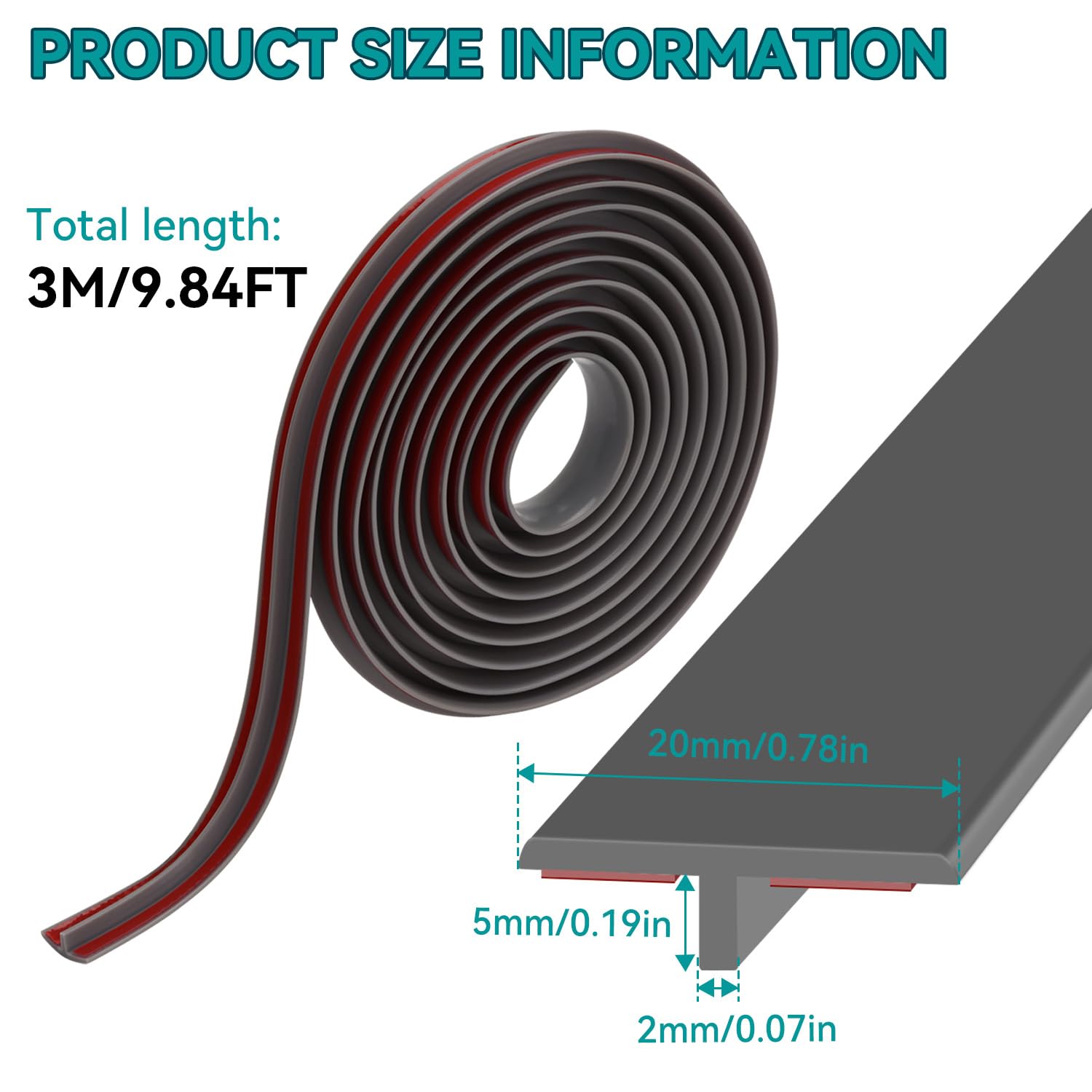 Barre de Seuil en T Transition Sol Auto Baguettes de Finition en T Pour Seuil Ou Jonction Parquet Carrelage C'est Idéal (Gris, 300cm*2cm) - 2