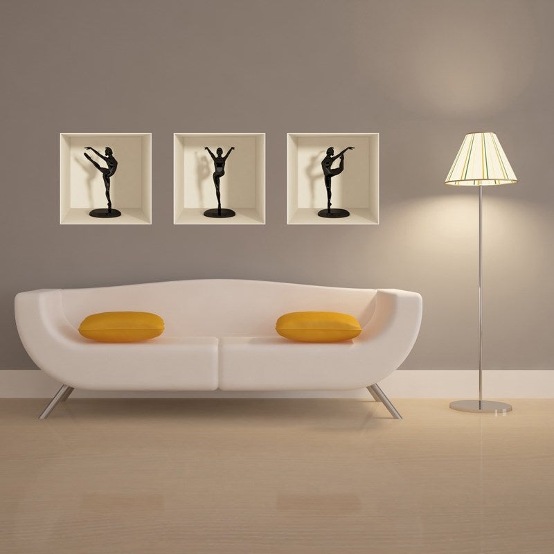 Pegatina de efecto 3d bailarinas - adhesivo de pared - revestimiento sticker mural decorativo - 30x90cm