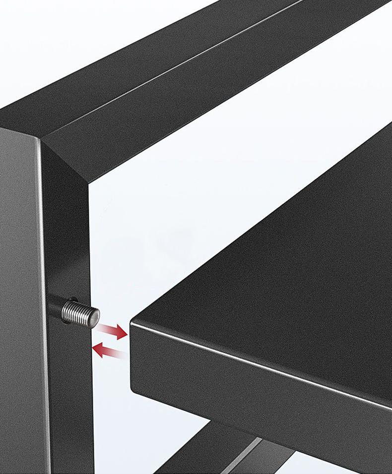 Estante para Microondas Retráctil de Doble Nivel con 6 Ganchos – Acero al Carbono, Anti-Rust y Anti-Suciedad, Altura Ajustable, Negro - 4