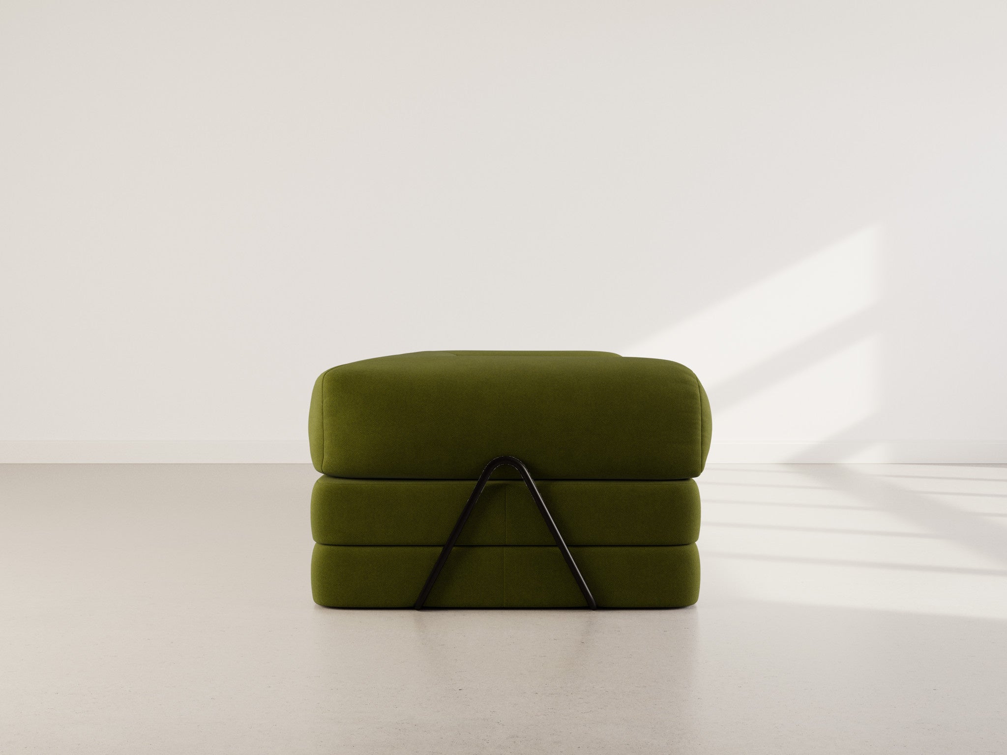 Canapé droit convertible 3 places en velours texturé vert kaki - NEBULA - Best Mobilier - 8