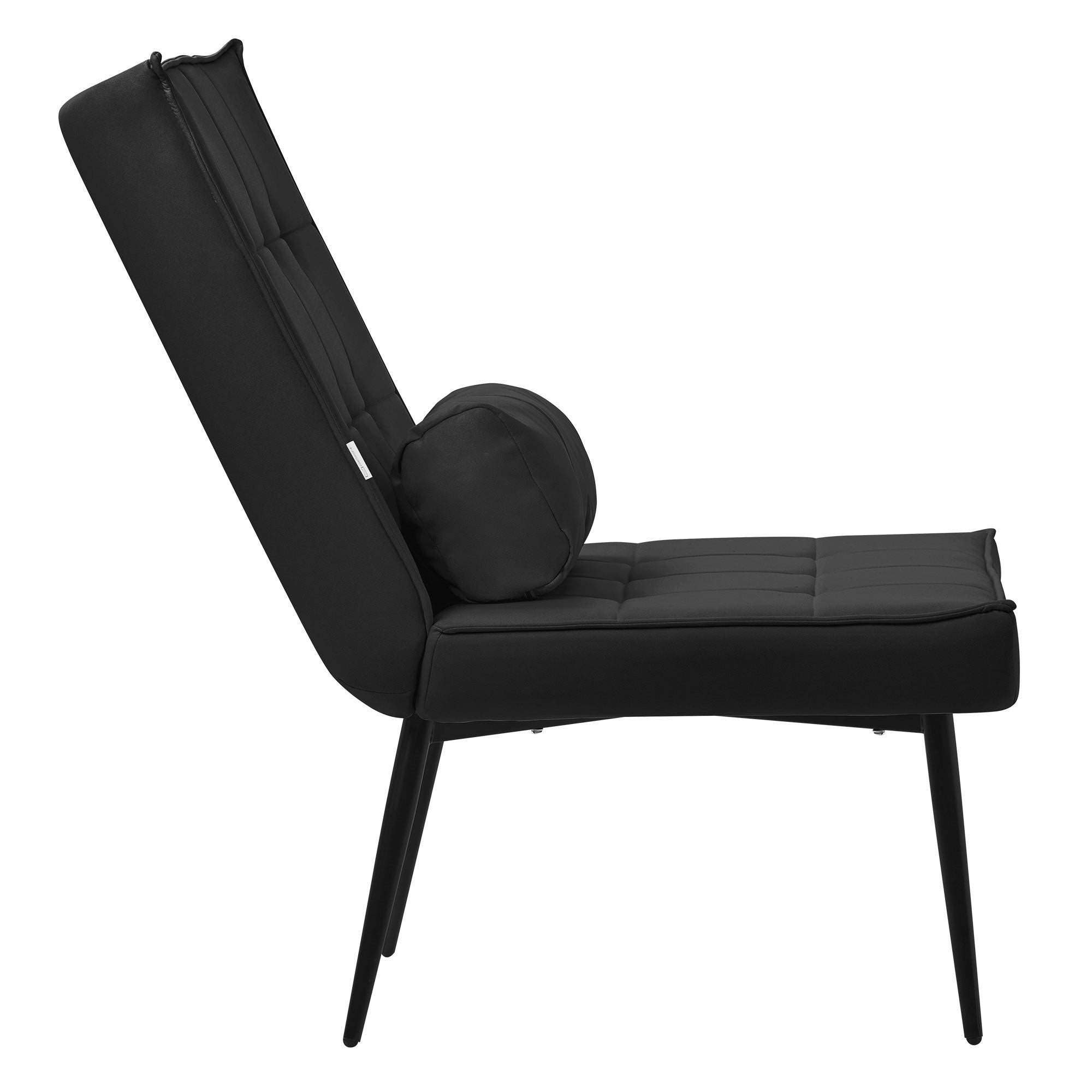 ML Design fotel rozkładany czarny tapicerowany skóra sztuczna PU z czarnymi metalowymi nogami ergonomiczny skrzydłowy z poduszką lędźwiową do relaksu - 3