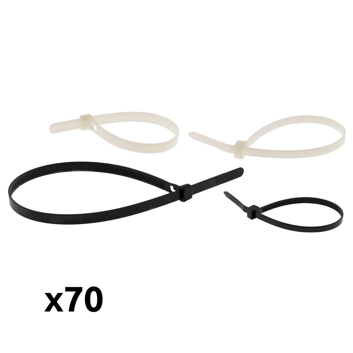 Lot de 70 colliers réutilisables - Noir et Blanc - Zenitech - 2