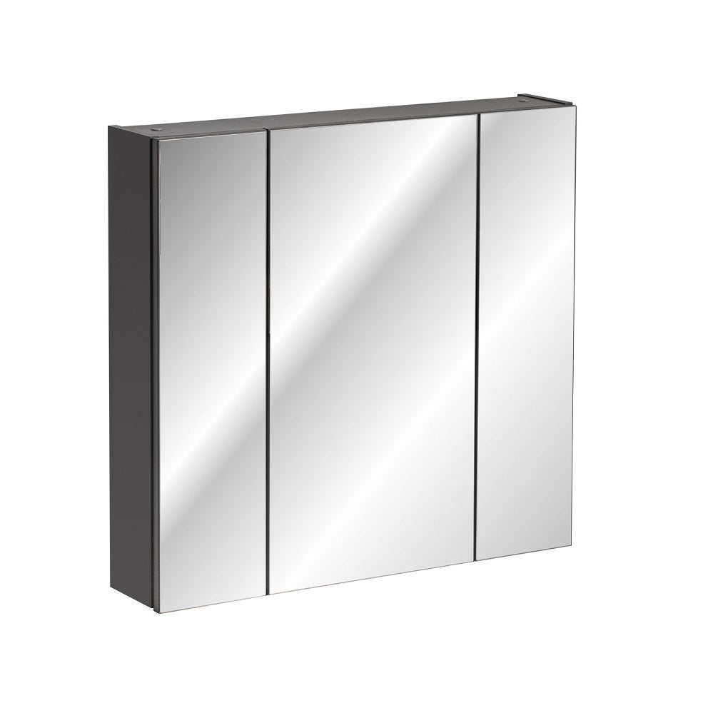 Armoire De Salle De Bain Avec Miroir Murale Gris Diamant L80 H75 