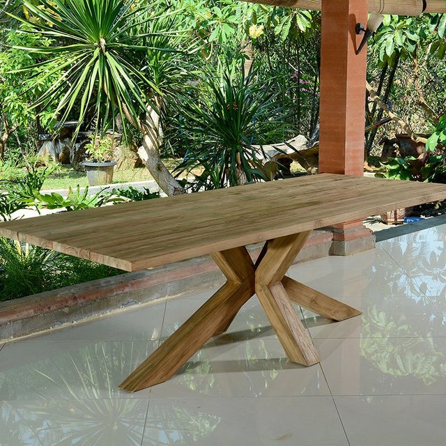 Table à manger de jardin rectangulaire en Teck Marron 12 places