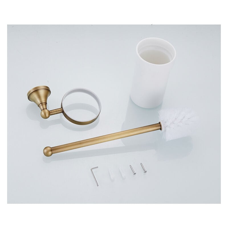 ZOLGINAH Brosse de Toilette en Laiton Antique Ensemble de Porte-Brosse avec Un Tasse en Ceramique - 2