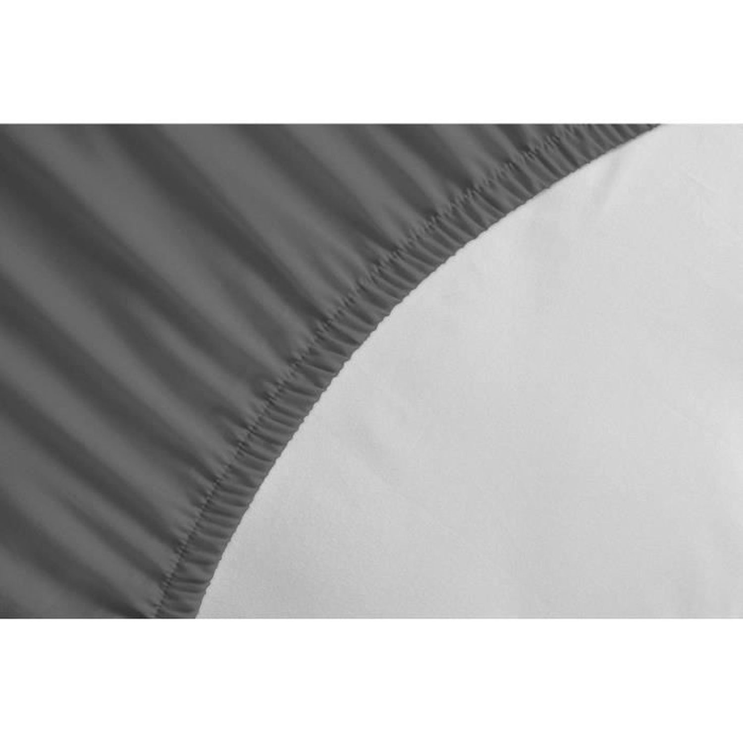 Drap Housse 100% Coton 160 x 200 cm - Bonnet 35 cm - Gris foncé - LOVELY HOME - 3