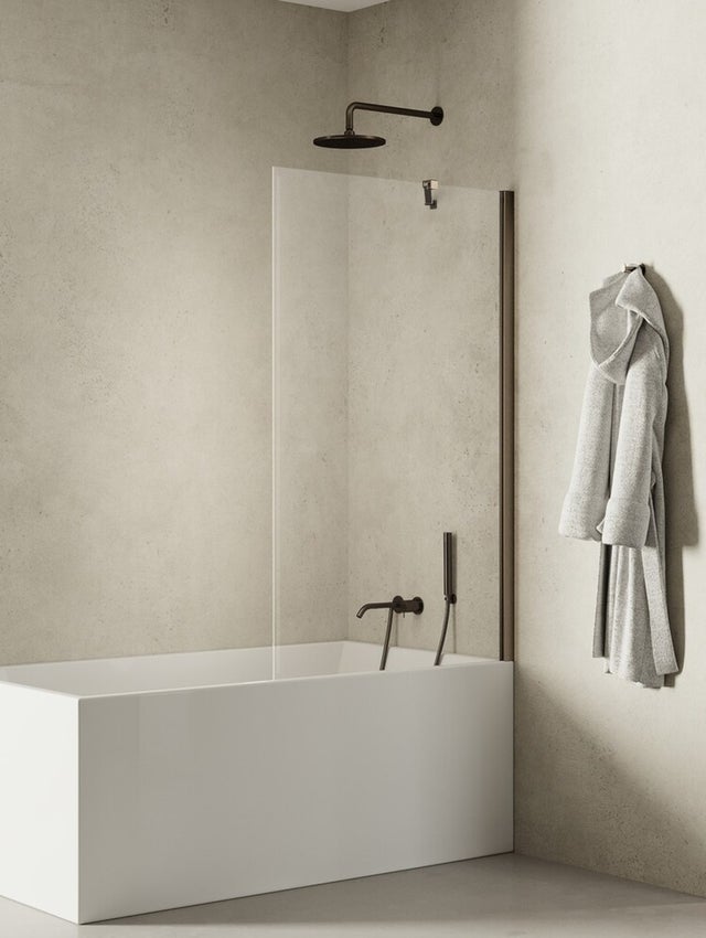 Pare-baignoire fixe 80 cm, 1 volet, stabilisateur d'angle, MEXICO GUNMETAL BRUSHED, couleur : inox brossé