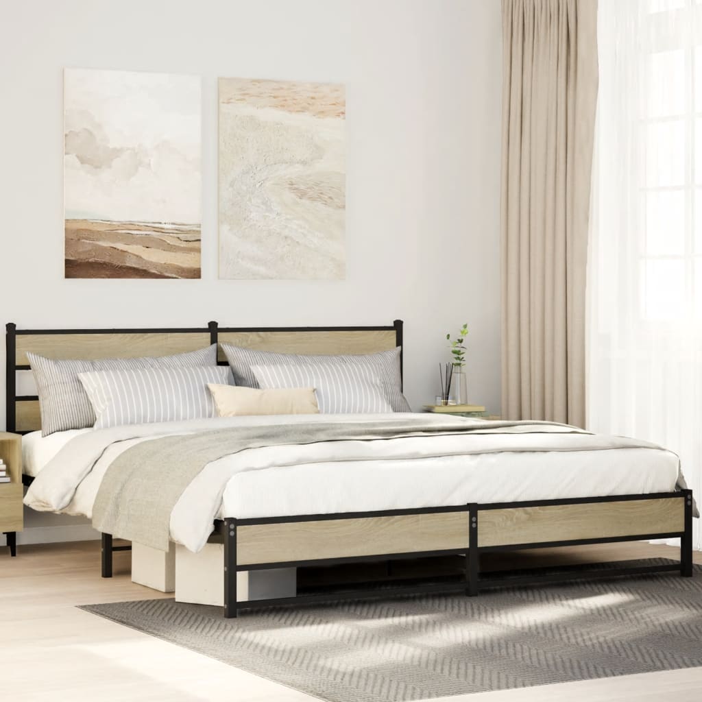 Łóżko Metalowe Czarne Rama łóżka Ze Stelażem Łóżko Do Sypialni Pokoju 180x200 cm