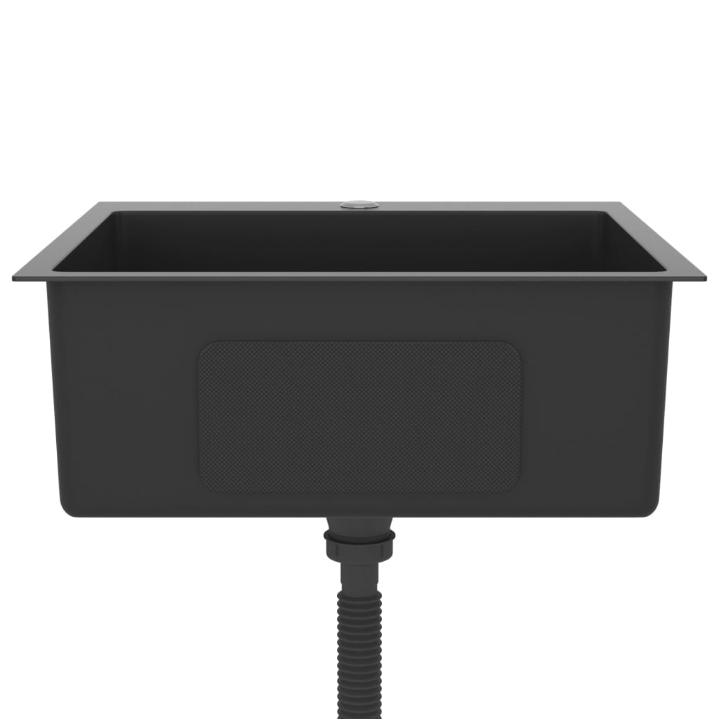 Lavello da cucina fatto a mano 53 x 50 cm acciaio inox nero 02_0002460 - 3