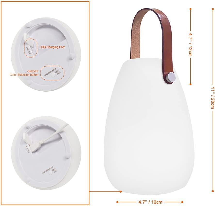 Lampe de table LED extérieur avec Télécommande Blanc chaud 8 couleurs Intensité variable Lampe de Table sans fil étanche Décoration idéale (ronde) - 6
