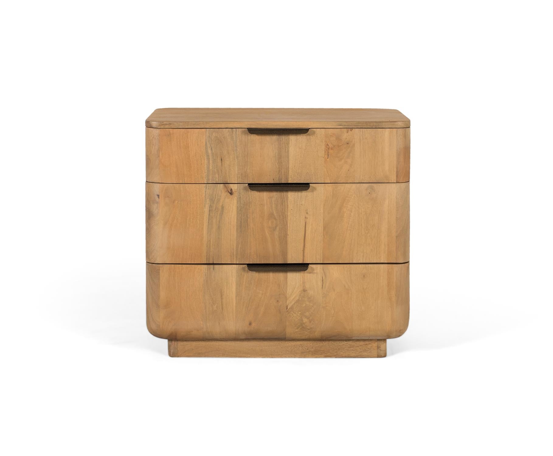Table de nuit en manguier aux monet arrondis
