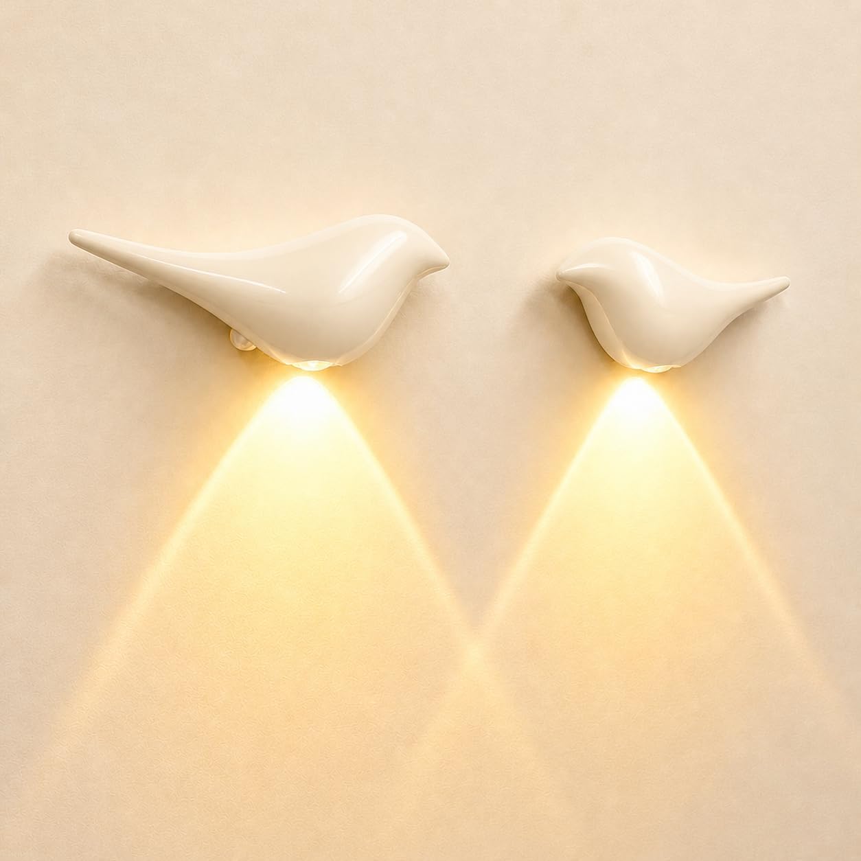 Biała lampka nocna do użytku wewnątrz pomieszczeń z czujnikiem ruchu, magnetyczna lampa ścienna, akumulatorowa lampa LED w kształcie ptaka, ośw