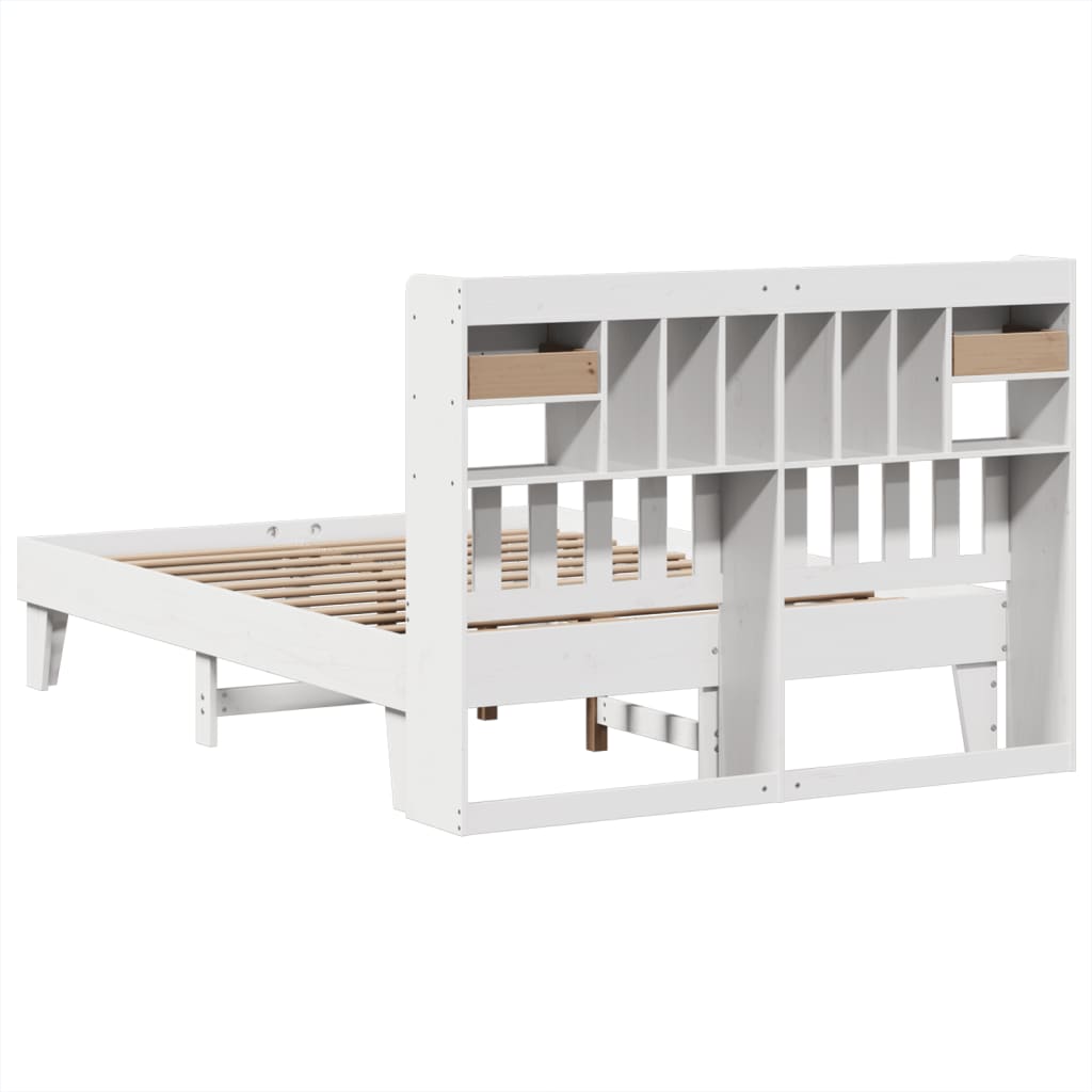Cadre de lit sans matelas blanc 160 x 200 cm bois de pin massif - 8