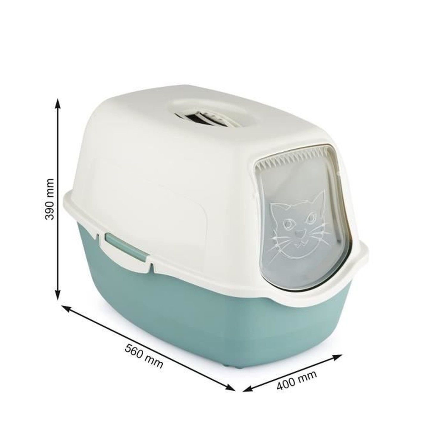 Caixa de Areia para Gatos Rotho My Pet BAILEY Branco/Verde - 2