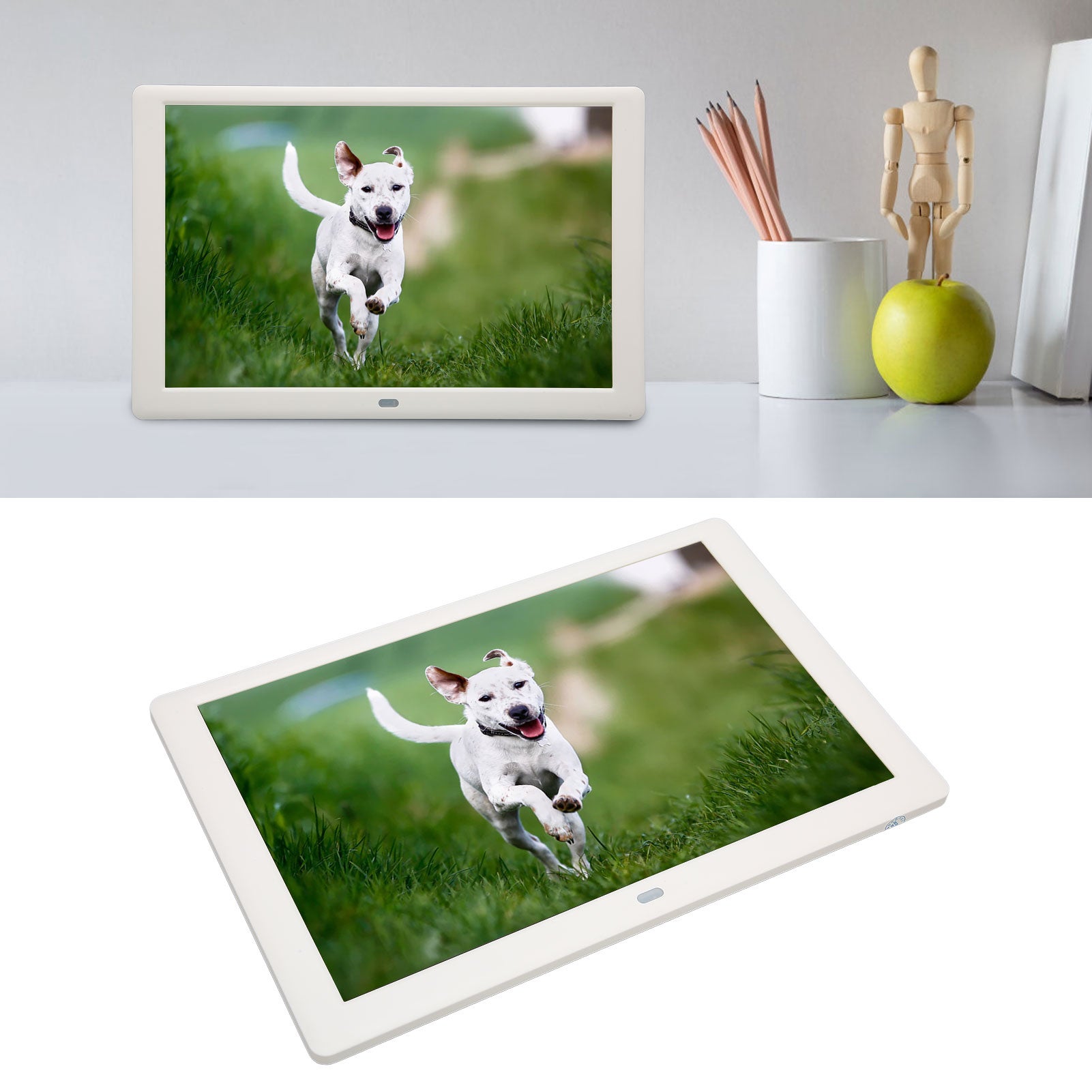 Moldura digital multifuncional com tela HD IPS de 10,1 polegadas com suporte para apresentação de slides e tiro - Plugue UE 100-240V - 2