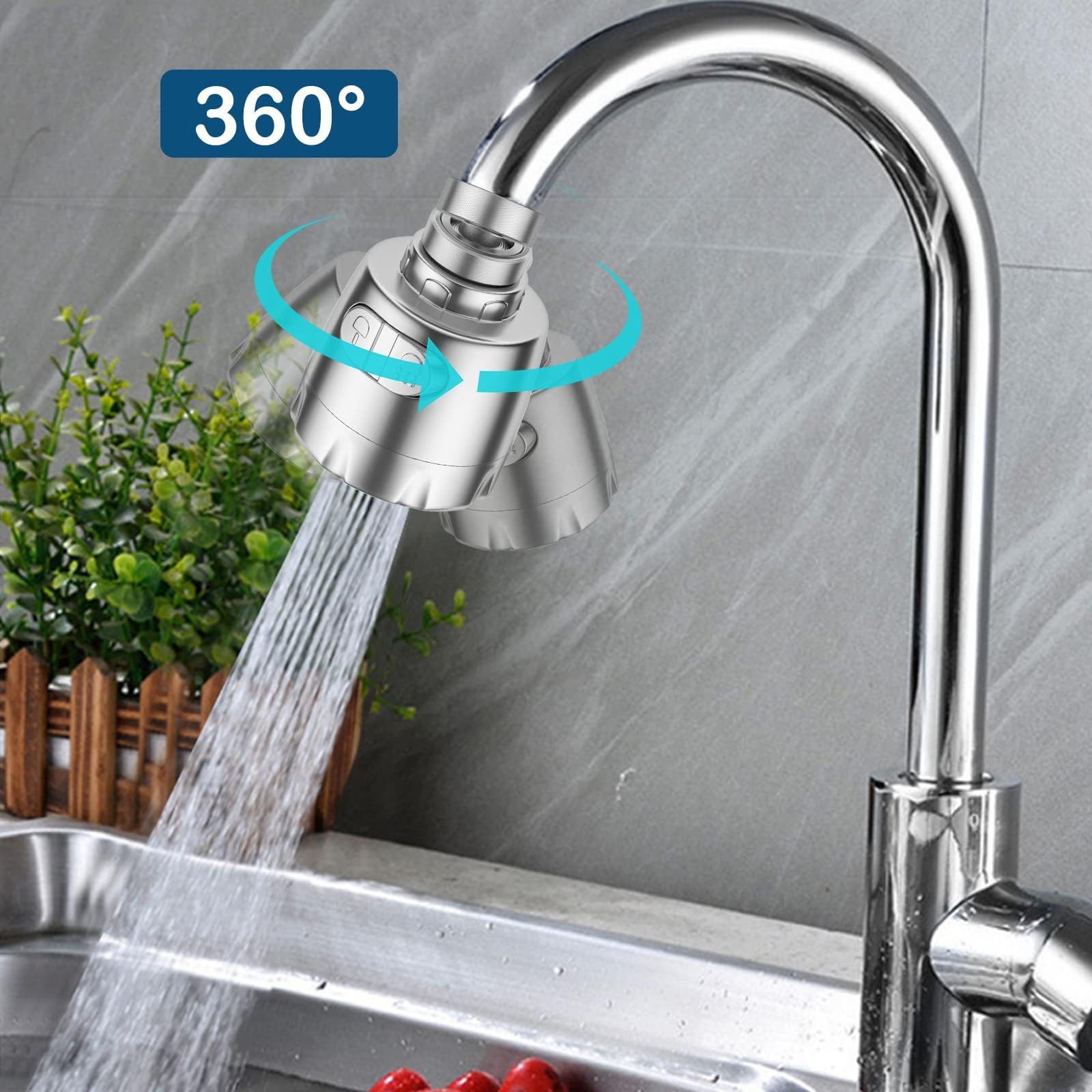 szt. perlator do kranu, obrotowy kran 360°, perlator do kranu, irygator do zębów, filtr do kranu oszczędzający wodę, regulator, dysza natryskowa do ku - 2