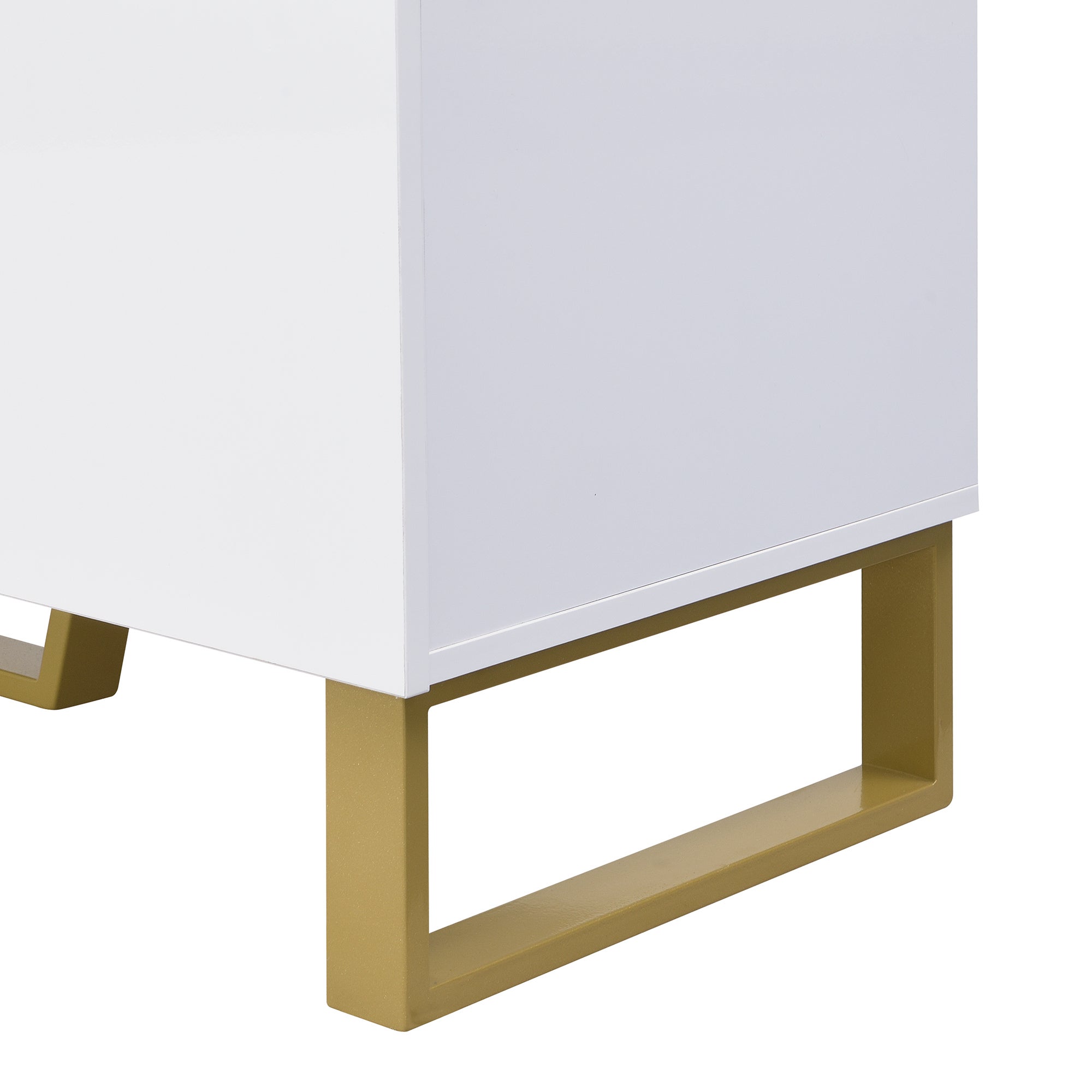 Meuble à Chaussures 120x35x85 cm - Avec 1 Tiroir et 3 Portes - Banc à Chaussures - Blanc et Doré - 6