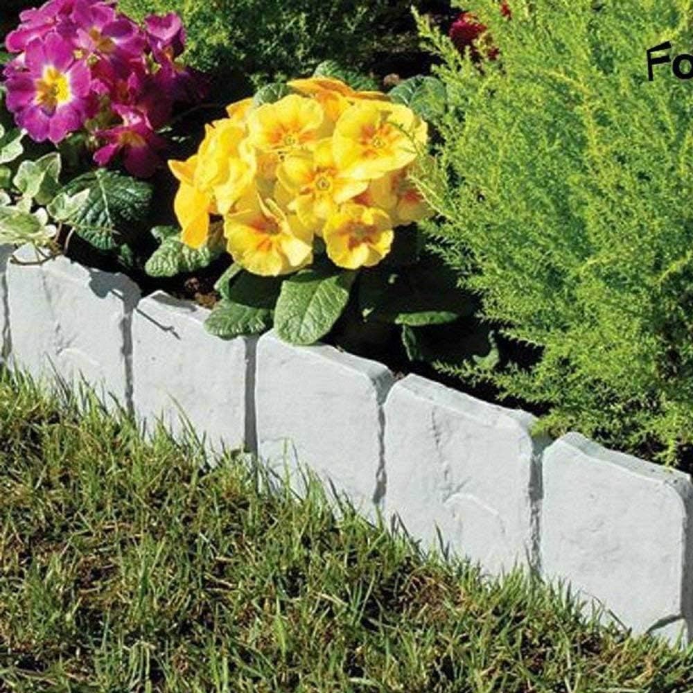 Forever Speed Bordures de Jardin 2.5m Bordure de Gazon Clôture Effet Pierre Bord la Pelouse 10 Pcs Gris Bordure de jardin Décorative - 5