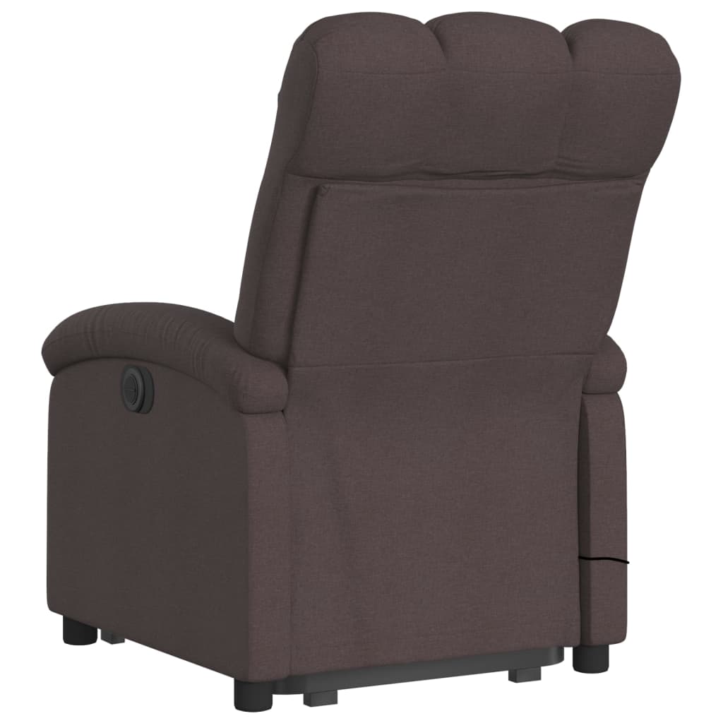 Fauteuil inclinable de massage Marron foncé Tissu - 4