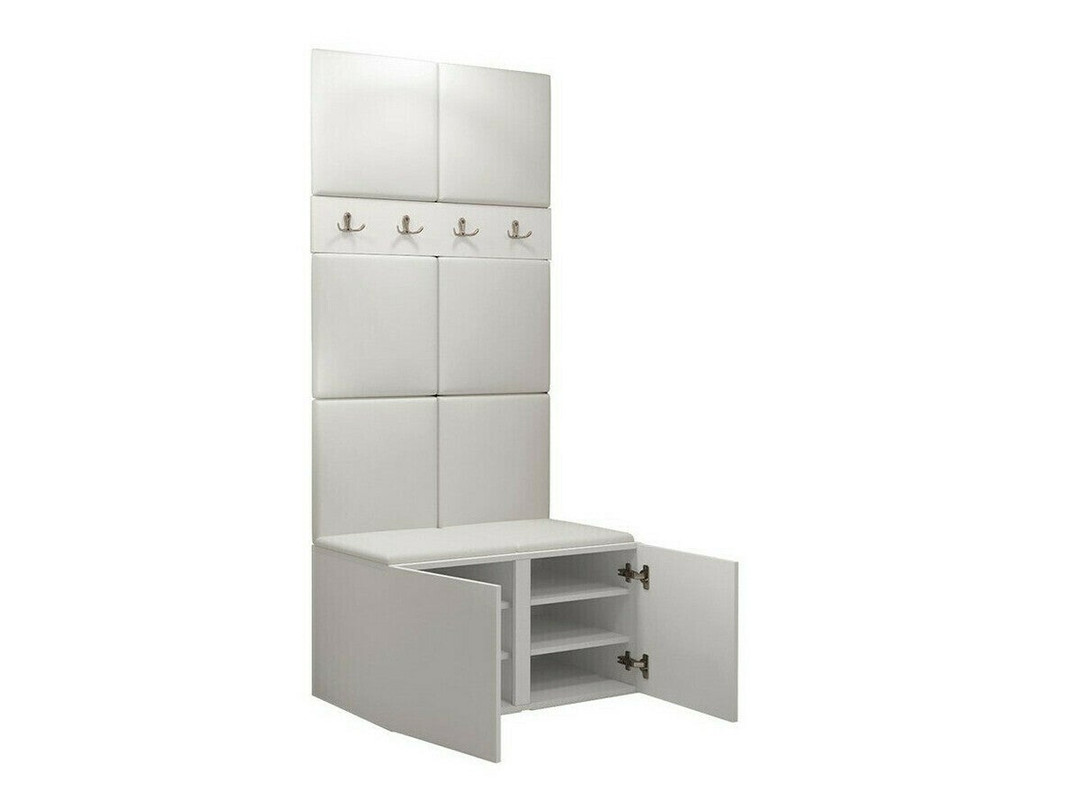 Conjunto para corredor Hartford 267, 186x84x44cm, Branco, Tecido, Placa de aglomerado laminado, Montado na parede, Colocado - 4