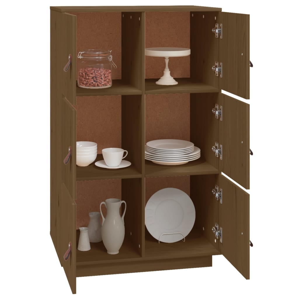 Buffet haut Marron miel 67x40x108,5 cm Bois massif de pin - 4