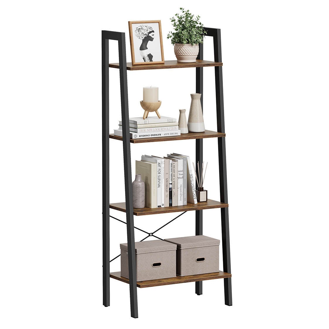Étagère De Cuisine Autoportante 4 Niveaux En.casa - Meuble Rangement Avec Armoire Et Crochets Noir Anthracite