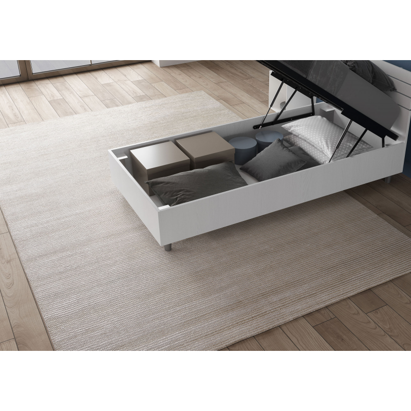 Lit en bois avec tête de lit inclinée Renoma-Couleur Blanc-80x200 - 5