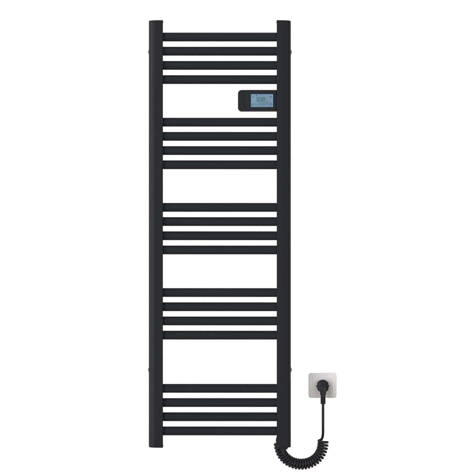 EMKE Grzejnik elektryczny łazienkowy 450W 120x40 cm czarny mat z termostatem, funkcją Antybakteryjną