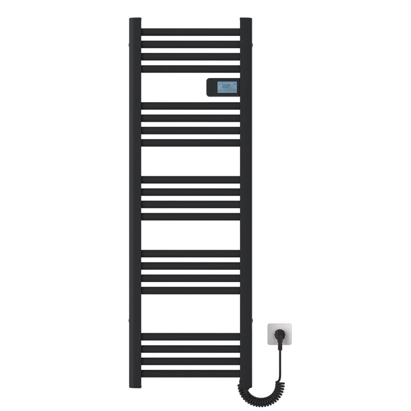 EMKE Grzejnik elektryczny łazienkowy 450W 120x40 cm czarny mat z termostatem, funkcją Antybakteryjną