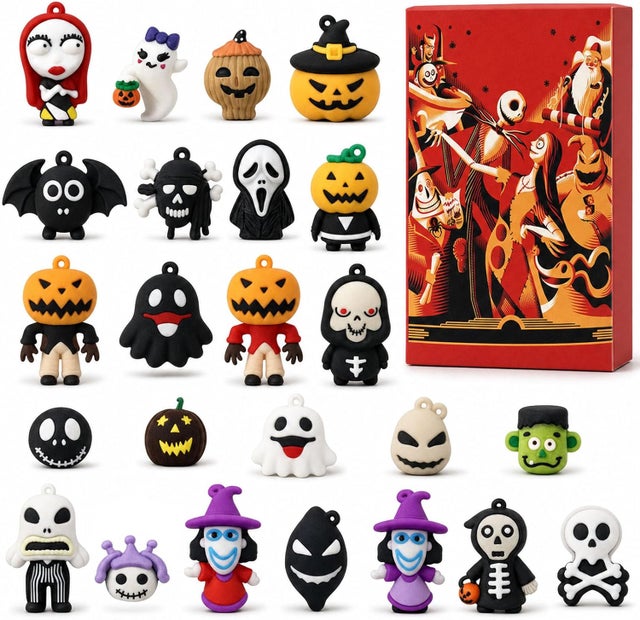Calendario dell'Avvento di Halloween 2026, 24 giorni, conto alla rovescia con sorpresa, bambola spaventosa, divertenti figure horror