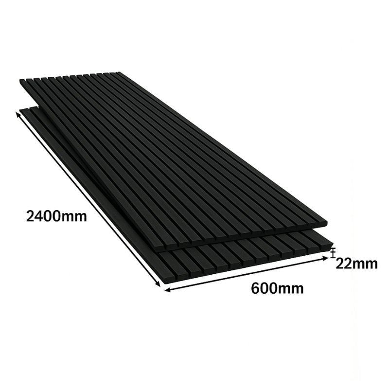 Lot de 4 Panneaux Acoustiques Muraux Bois 240x60x2,2cm - Couleur Noir avec Fond Noir - SILUMEN - 5