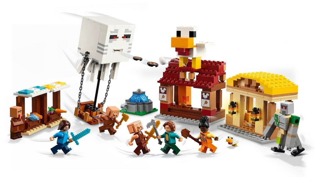 Zestaw Konstrukcyjny LEGO Minecraft Balon Ghast Atak na Wioskę z Postaciami - 4