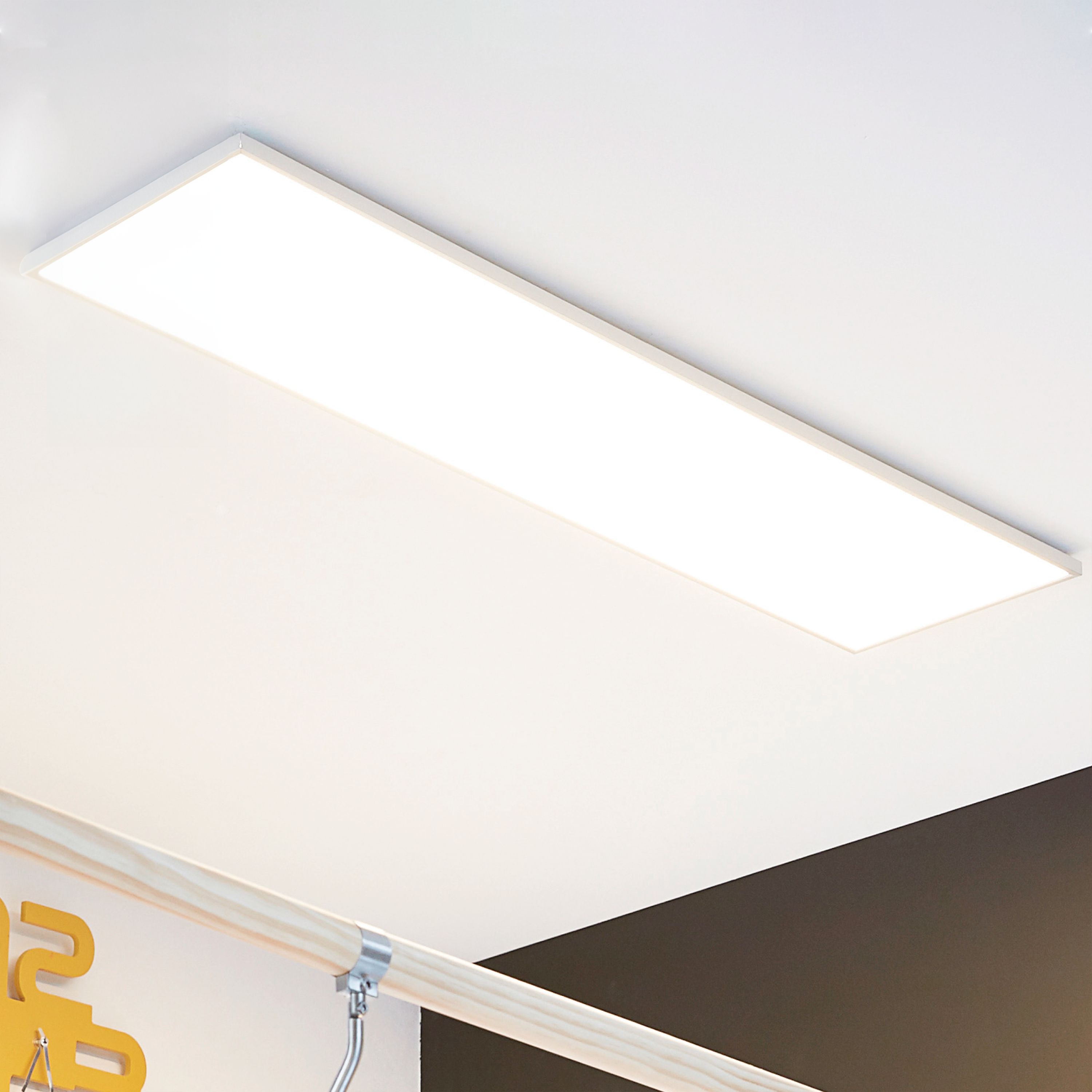 INSPIRE - Zestaw 5 paneli LED GDAŃSK z pilotem - 119,5x29,5cm - 5400LM - 2700K/4000K/6500K - Ściemnialne - IP20 - 42W - Białe aluminium