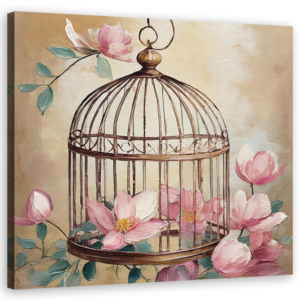 Obraz na płótnie, shabby chic, kwiaty 50x50